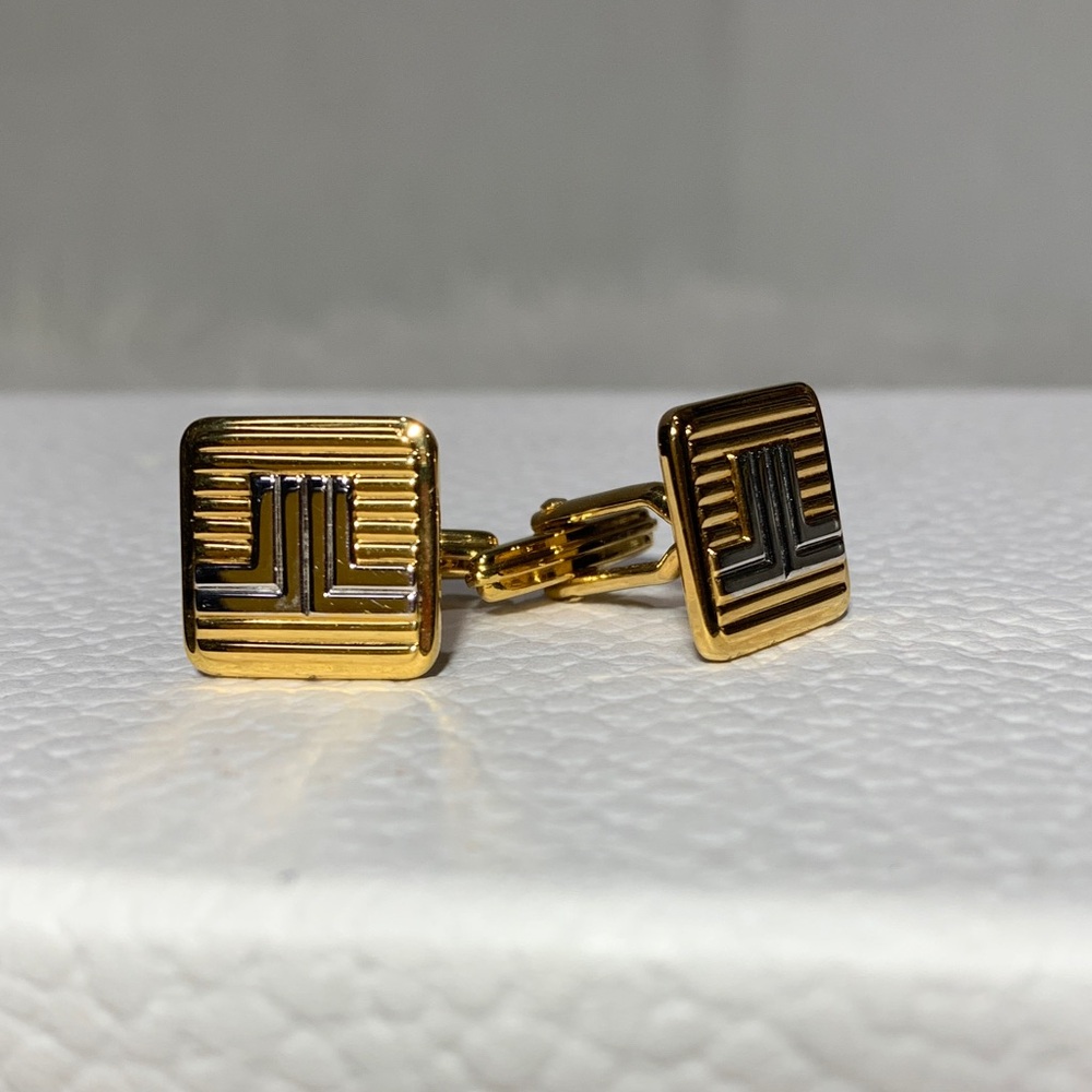 LANVIN Logo Cufflinks in Goldtones and Silvertones